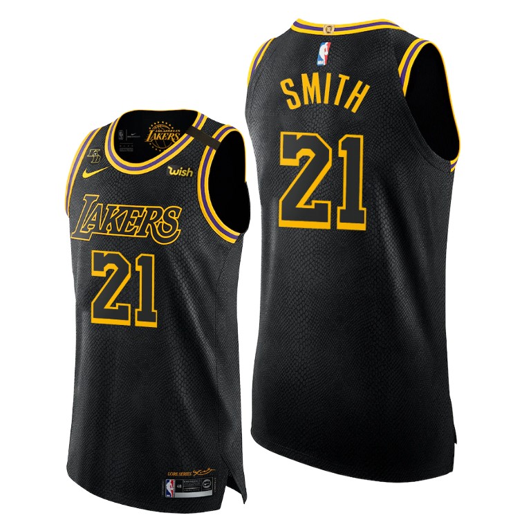Men's Los Angeles Lakers J.R. Smith #21 NBA 2020 Honors Kobe Golden Authentic Mamba Week Black Basketball Jersey HOD7083AI